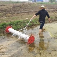 全新手拉式水稻直播機(jī) 8-10行水稻點播機(jī) 水田玉米小麥播種機(jī)